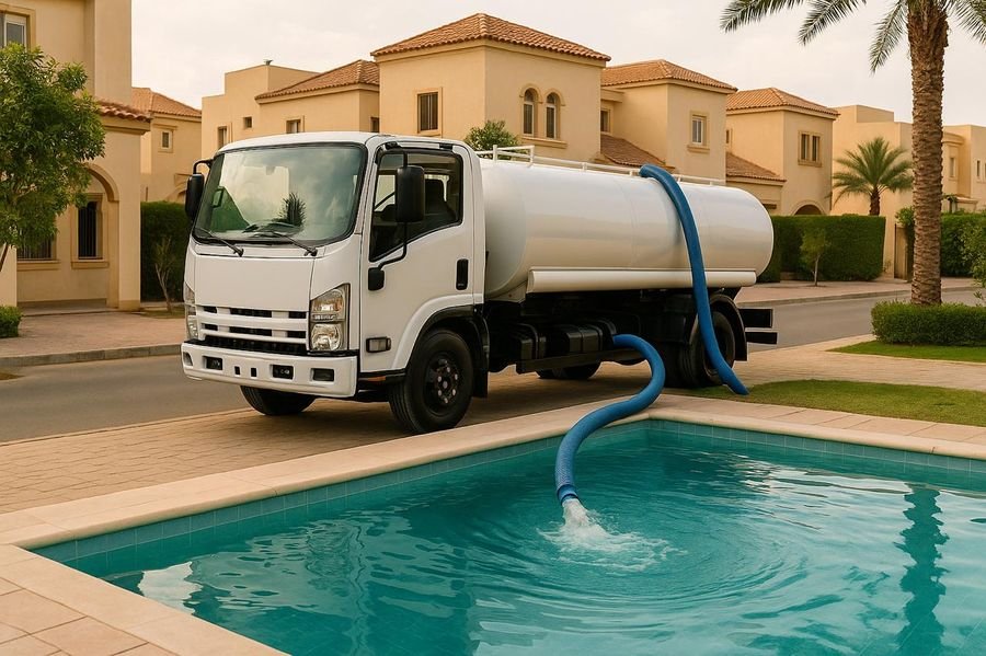 وايت ماء يعبّي مسبح فيلا